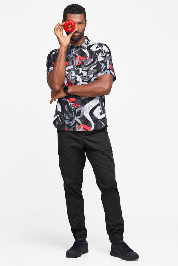 Chef 360 Men's tech mesh printed short sleeve STRETCH Shirt - null - 4