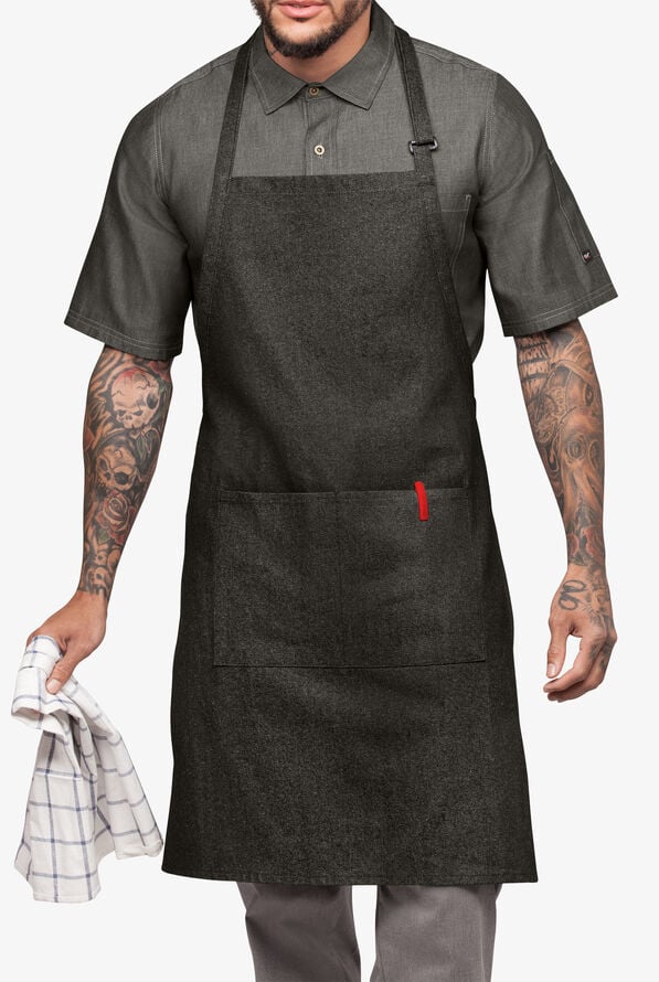 Industry Line Denim Unisex Adjustable Bib Apron - Black Denim - 1
