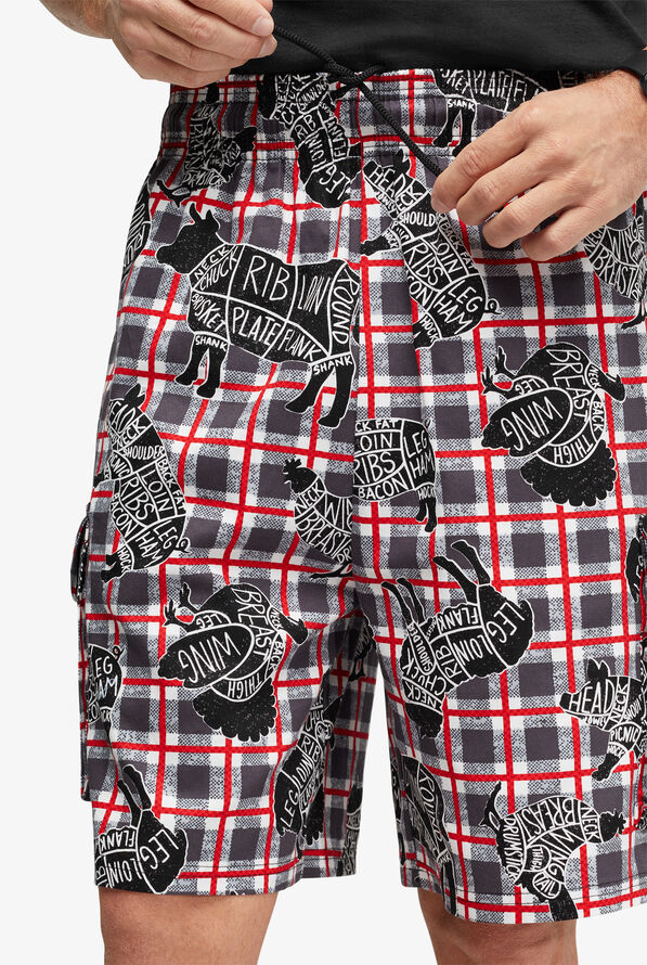 UA CHEF™ Butcher Board Pebble Gray Men's Cargo Printed Chef Shorts - null - 3