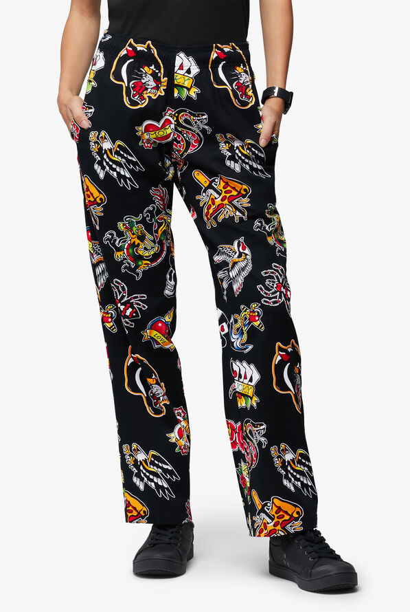 UA CHEF™ Inkaholic Black Women's 4-Pocket Printed Chef Pants - null - 1