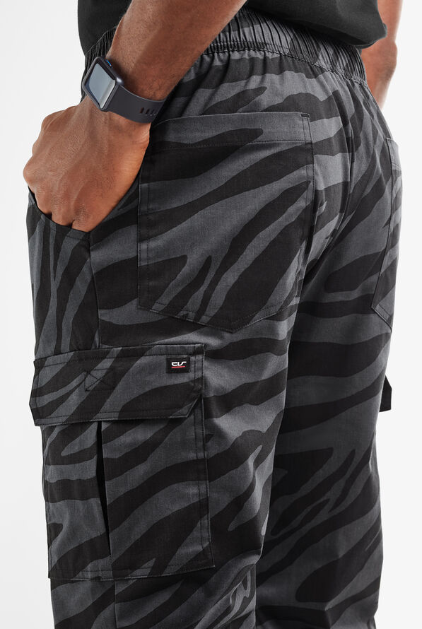 CHEF 360 Zebra Men's 7Pocket Utility STRETCH Printed Jogger Chef Pants