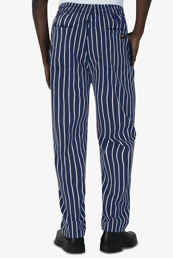 UA CHEF Men's Chalk Stripe Navy Chef Pants, Baggy Chef Pants