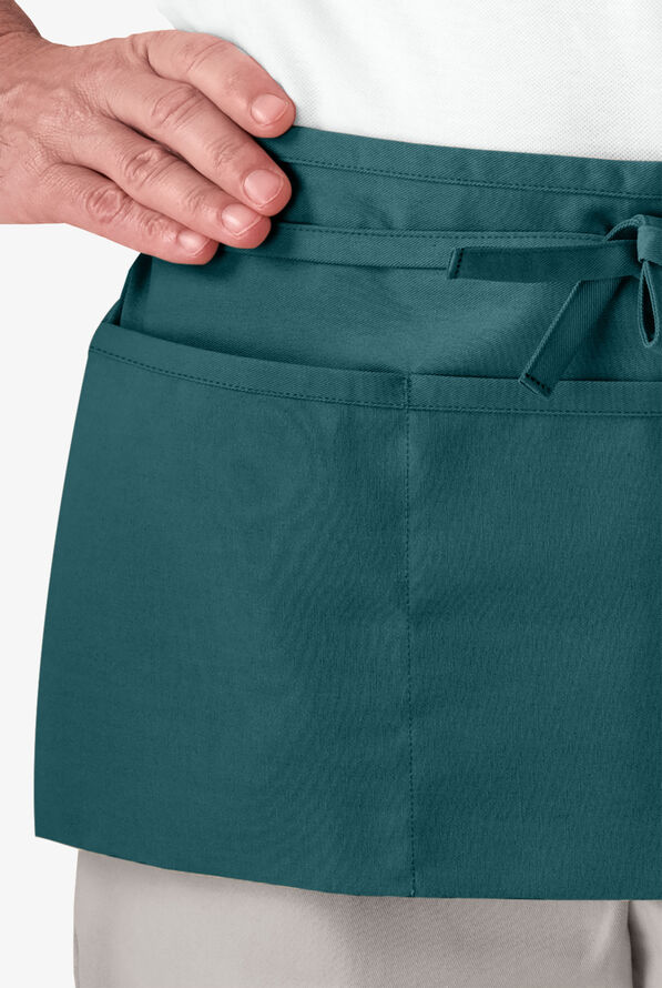 Delantal unisex de gastronomía a la cintura Front of the House con 3 bolsillos - Teal - 2
