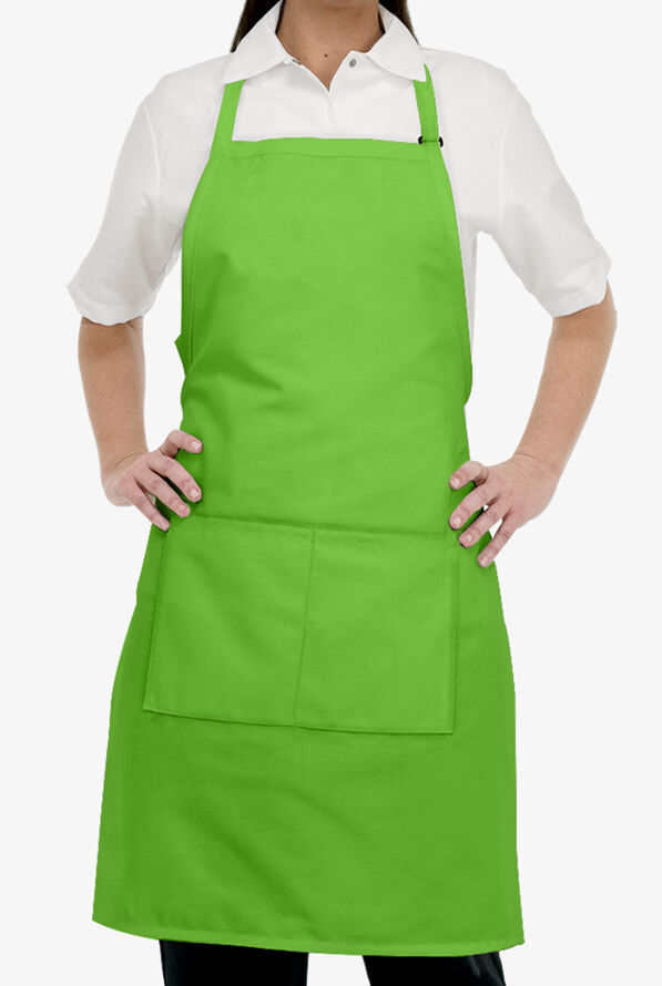 Chef Uniforms Unisex 2-Pocket Full Length Butcher Bib Apron - Apple Green - 1