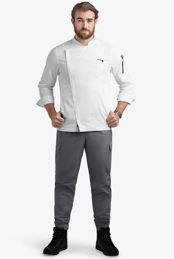 Chaqueta manga larga de gastronomía Industry Line estilo motoquero con cremallera y 3 bolsillos para hombre  - White - 4