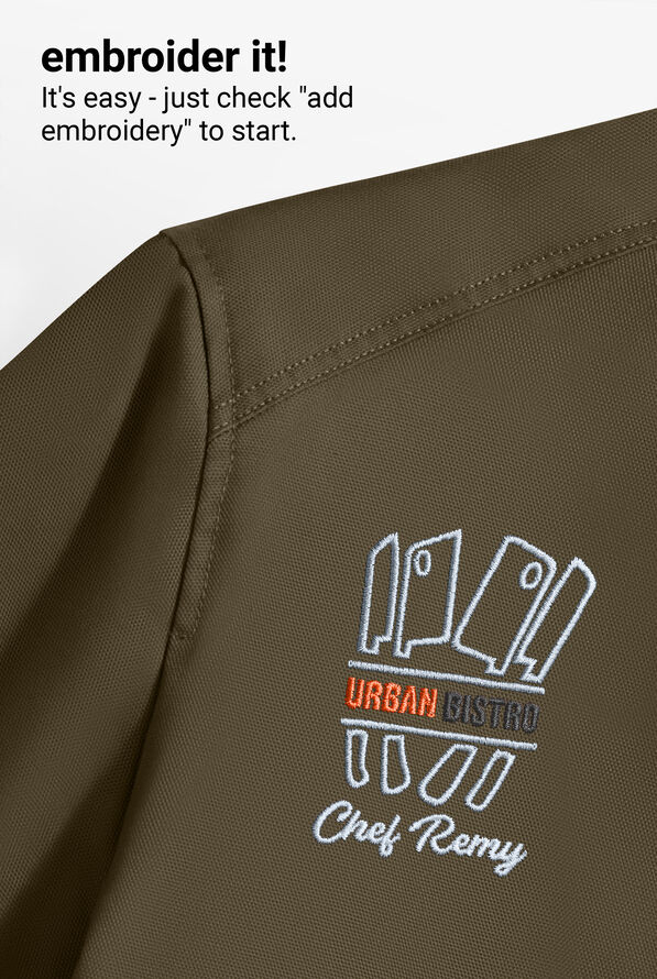 Industry Line Workwear Men's 8-Pocket 3/4-Length Long Sleeve Chef Coat - Olive - 6