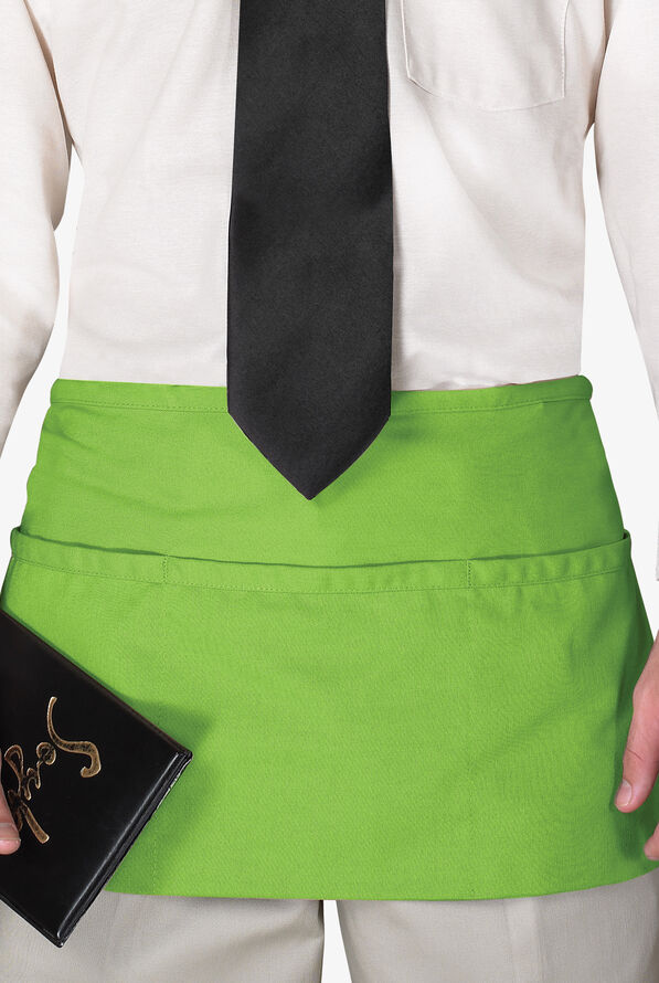 Delantal unisex de gastronomía a la cintura Front of the House con 3 bolsillos - Apple Green - 1