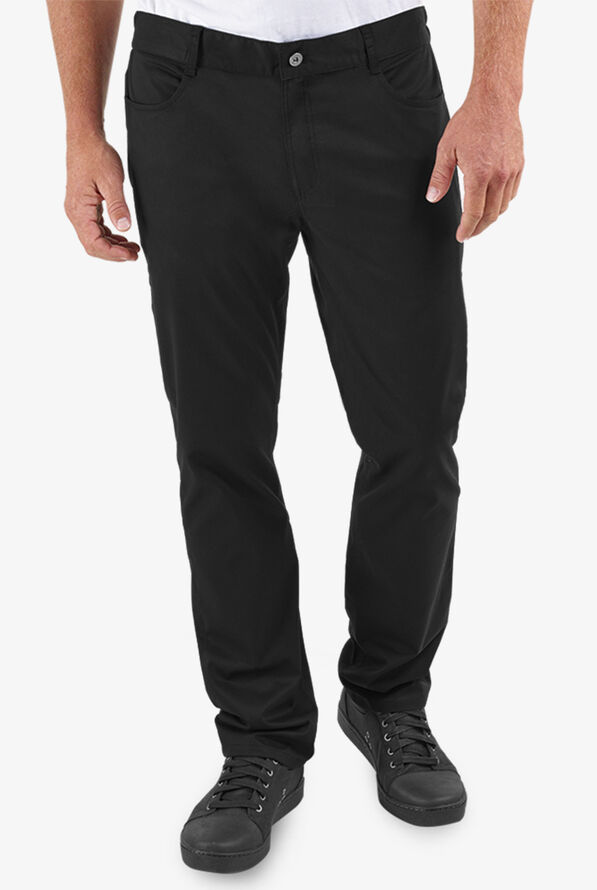 CHEF 360 Men's 4-Pocket Slim Fit Jean Style STRETCH Chef Pants - Black - 1