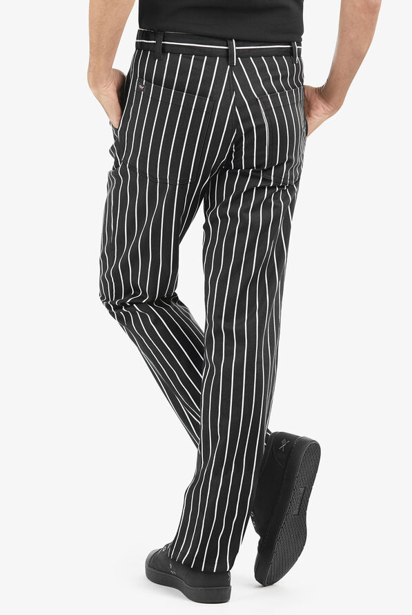 UA CHEF Men's Executive Chalk Stripe Black Chef Pants, Chef Pants