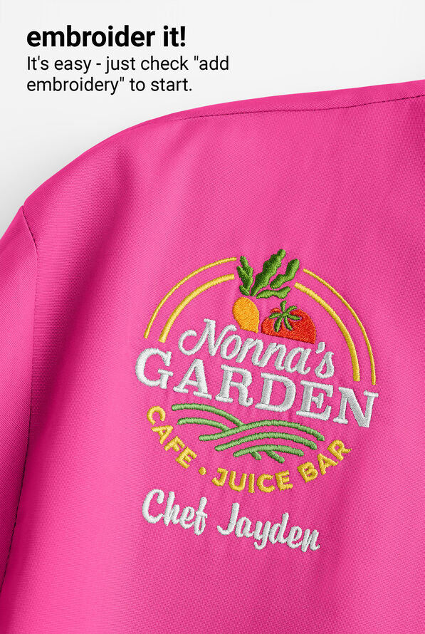 CHEF 360 Women's 1-Pocket Short Sleeve Reversible Double Breasted STRETCH Executive Chef Coat - Fuchsia - 8