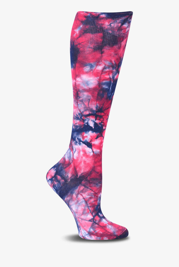 Nurse Mates Tie Dye-Navy/Rasp Women's 12-14 mmHg Light Compression Socks - null - 1
