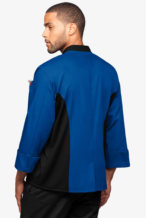 Chaqueta de gastronomía con mangas 3/4 y paneles de malla para hombre - Royal/Black - 2