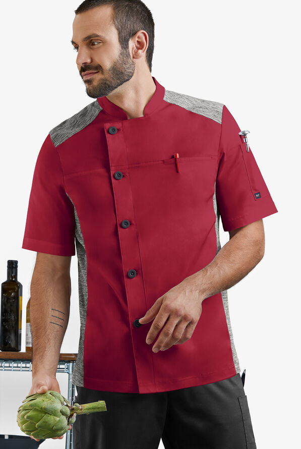 Chef 360 Men's Short Sleeve STRETCH Coat with knit Panels, Chef Coats