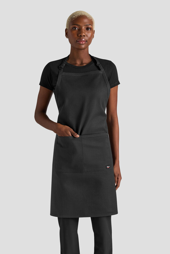Delantal ajustable unisex de chef Industry Line de sarga de caballería con pechera - Black - 1