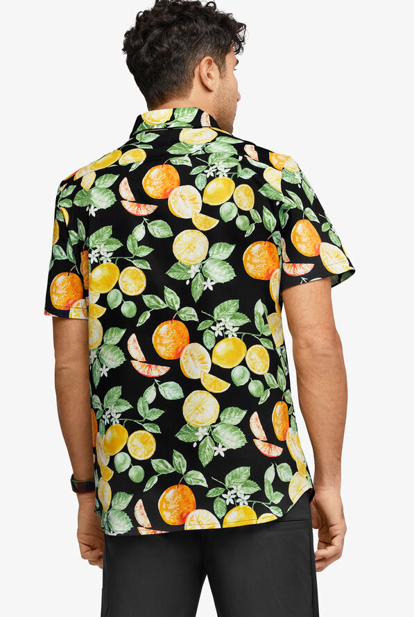 CHEF 360 Men's Short Sleeve Citrus Harvest Print Stretch Shirt - null - 3