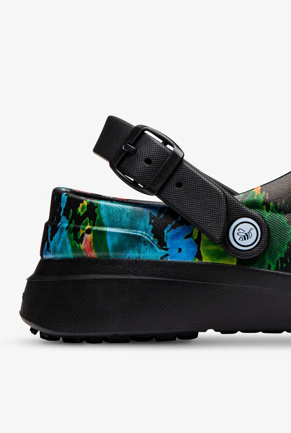Joybees Work Unisex Black Spiral Tie Dye Clogs - null - 4