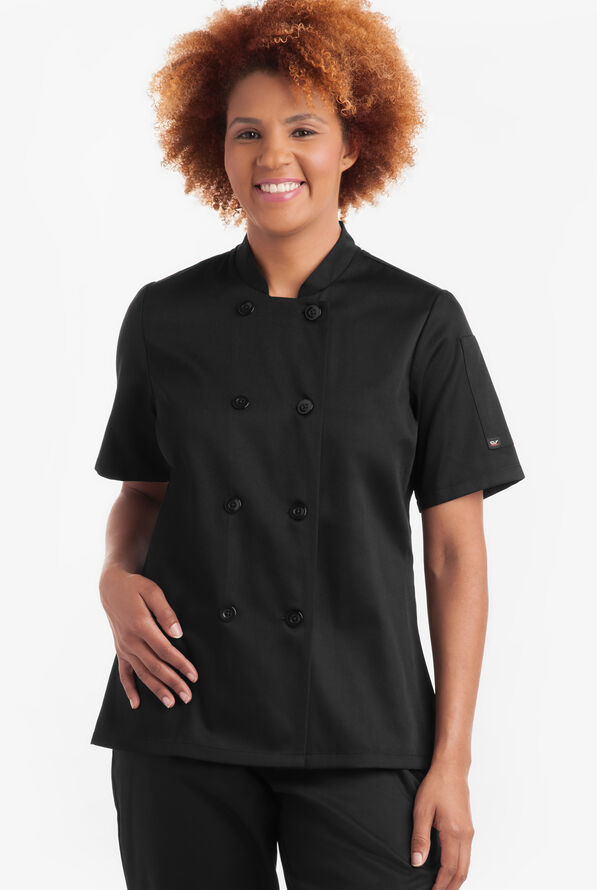 Chaqueta manga corta reversible de Chef On The Line Value con 1 bolsillo y botones de plástico para mujer - Black - 1