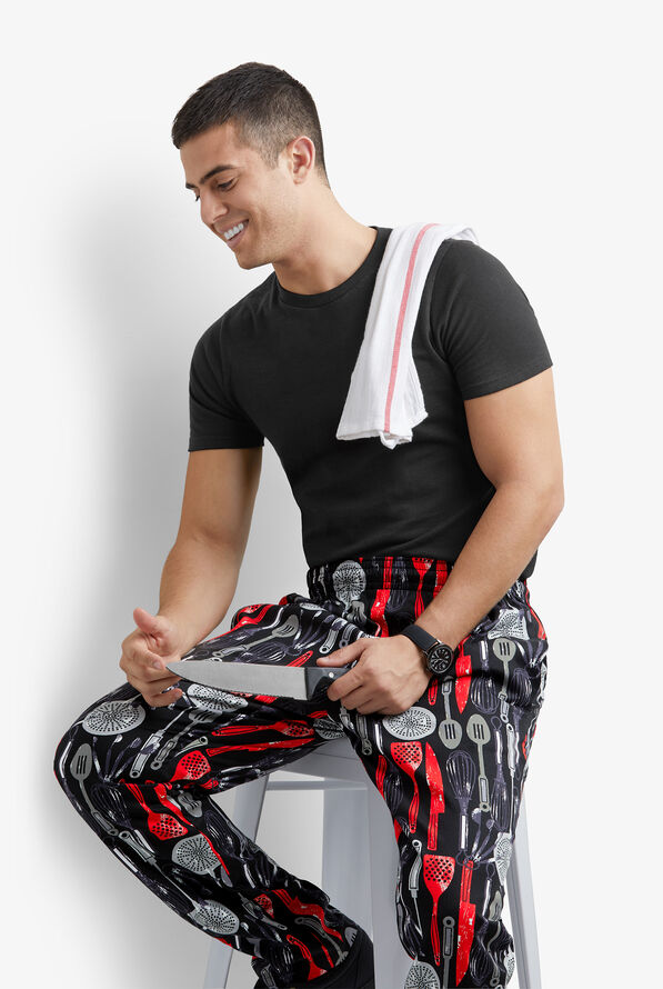 Pantalón estampado de gastronomía UA CHEF™ Chef Essentials Black de corte holgado con 4 bolsillos para hombre - null - 2