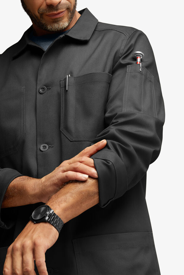 Industry Line Workwear Men's 8-Pocket 3/4-Length Long Sleeve Chef Coat - Black - 5