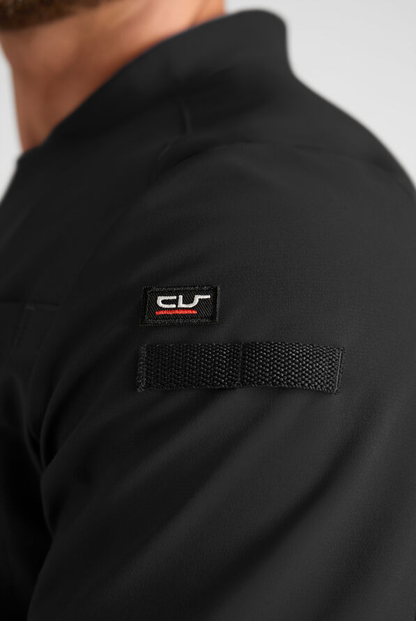 CHEF PERFORMANCE Men's Recycled Performance 3 - Pocket Asymmetrical Chef Coat - Black/Pewter - 5