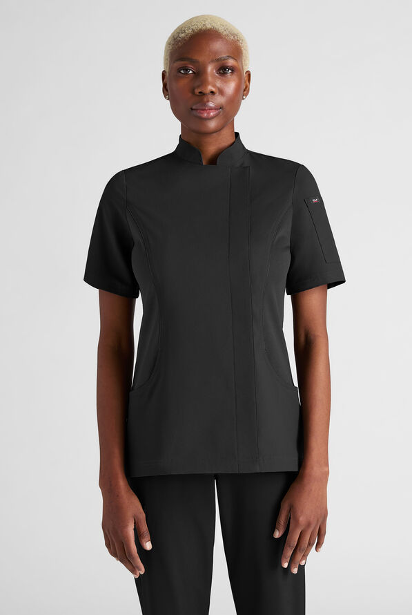 CHEF PERFORMANCE - Chaqueta manga corta de chef con panel de malla para mujer - Poliéster/Spandex - Elastizada - Black - 1