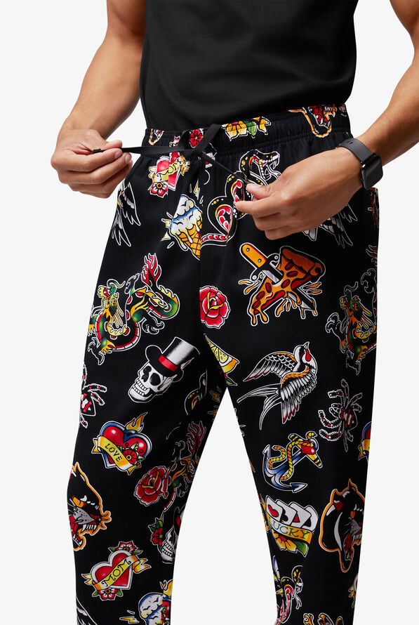 UA CHEF™ Inkaholic Black Men's 4-Pocket Baggy Printed Chef Pants - null - 2