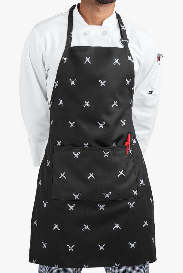 UA CHEF™ Knived Unisex 2-Pocket Adjustable Bib Printed Chef Apron - null - 1