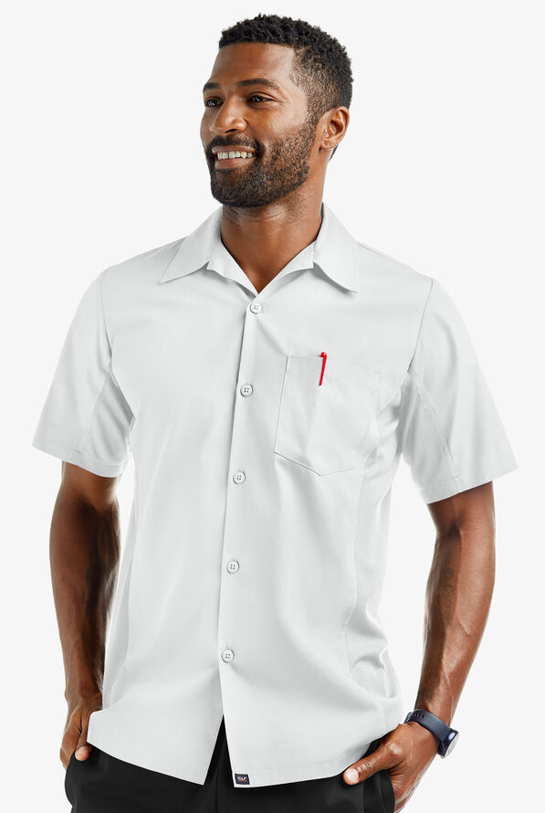 Camisa manga corta de gastronomía Versa de 65/35 poliéster/algodón con botones y 1 bolsillo para hombre - White - 1