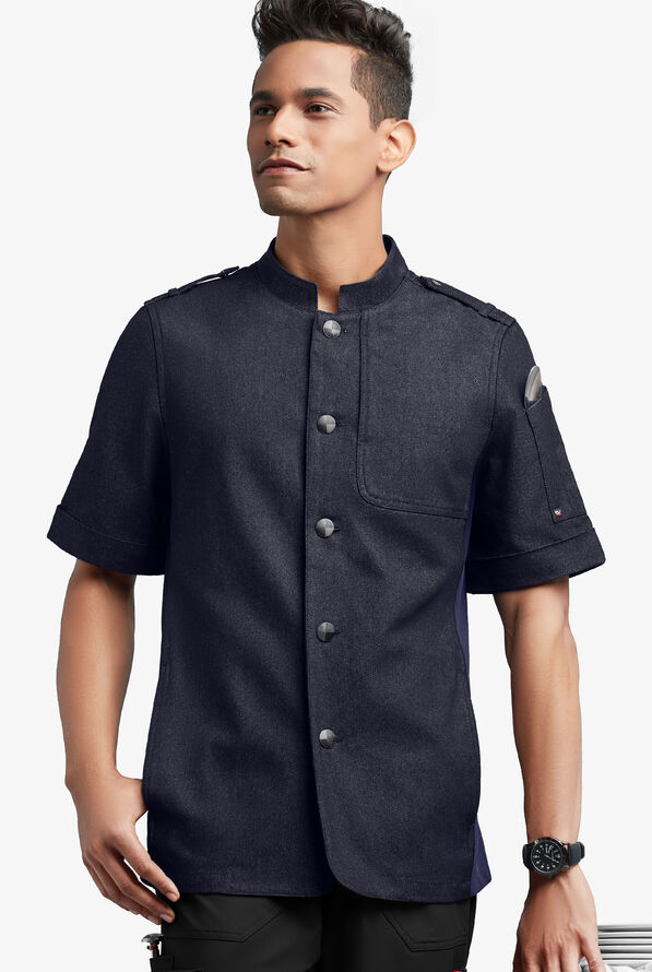 Chaqueta manga corta de gastronomía Industry Line estilo militar con paneles de malla con 1 bolsillo para hombre - Blue Denim/Navy - 1