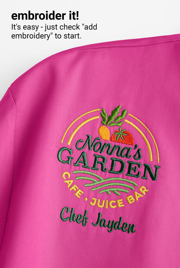 Chef Uniforms Women's 3-Pocket Short Sleeve Knotted Button Executive Chef Coat - Hot Pink - 5