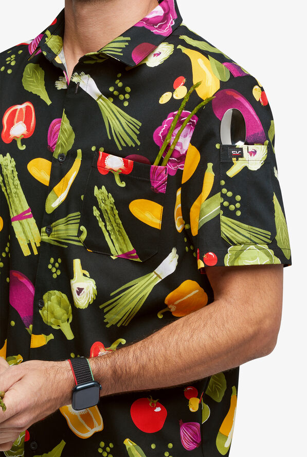 CHEF 360 Men's Short Sleeve Fresh Market Print Stretch  Shirt - null - 2
