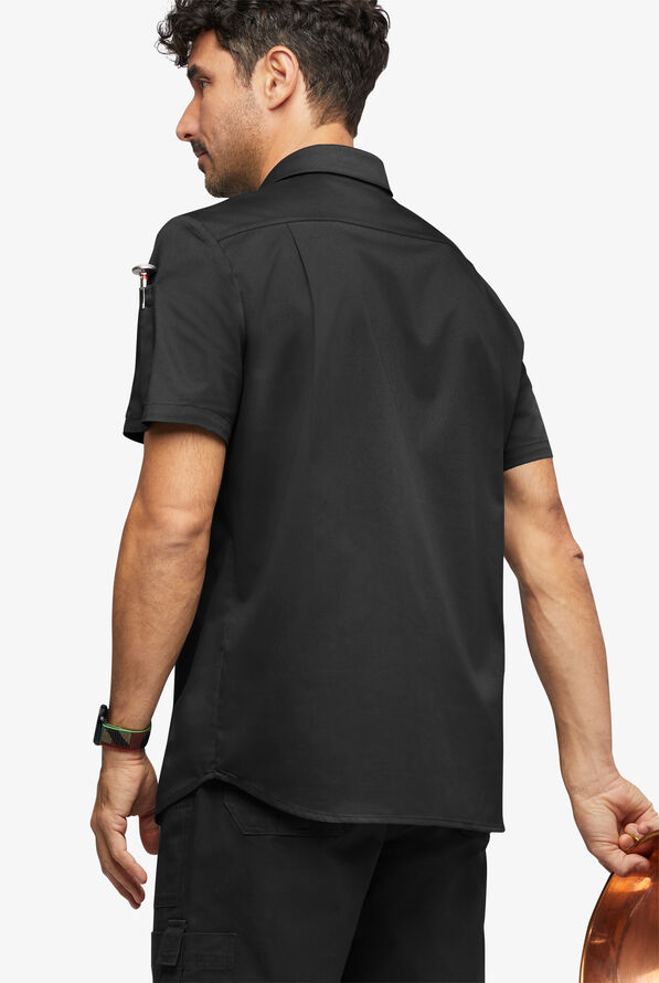 CHEF 360 Men's 3-Pocket Short Sleeve Stretch Shirt - Black - 3