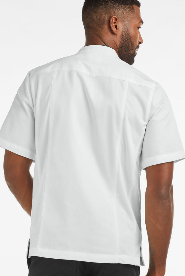 Chaqueta manga corta de gastronomía con paneles de malla y botones a presión para hombre - White/Black - 2