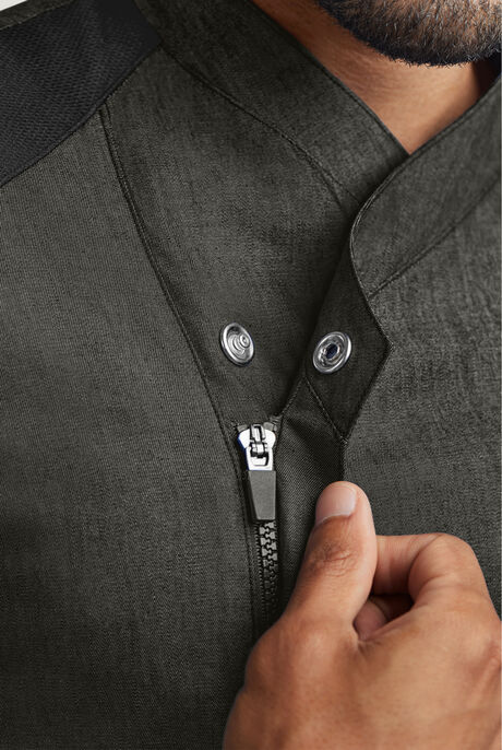 Industry Line Men's 5-Pocket Short Sleeve w/Tech Mesh Panels Chambray Executive Chef Coat