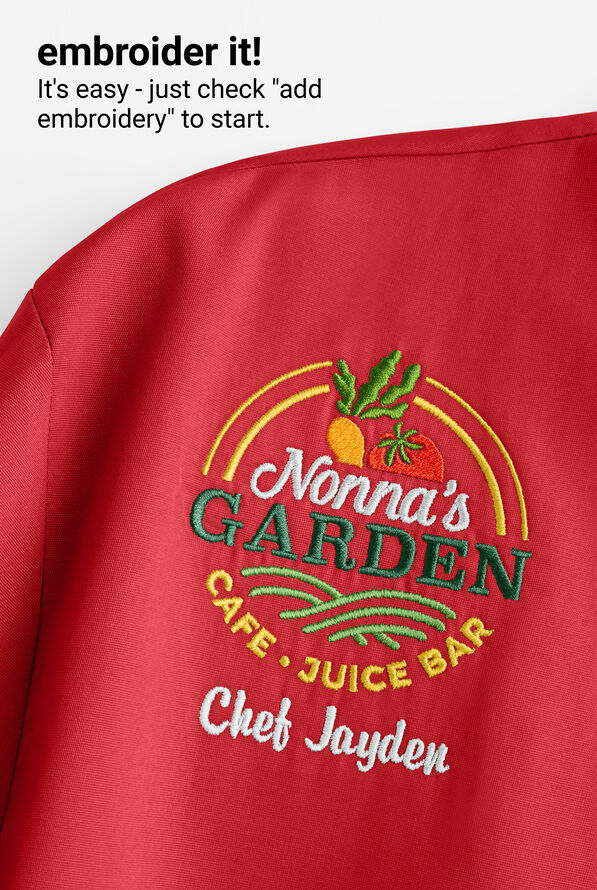 Chef Uniforms Men's 2-Pocket Short Sleeve Snap Front Closure w/ Mesh Side Panels Executive Chef Coat - True Red/Black - 5