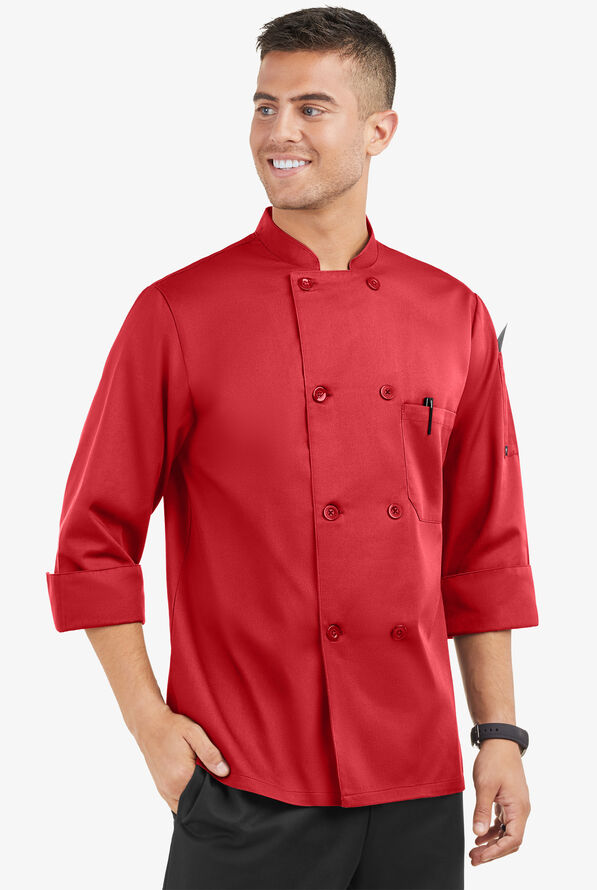 Chaqueta mangas 3/4 de gastronomía On The Line Value con 2 bolsillos y doble abotonadura para hombre - True Red - 1