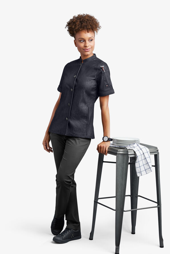 Industry Line Executive Women's 5-Pocket Slim Cut Pull On STRETCH Chef Pants - Black - 4