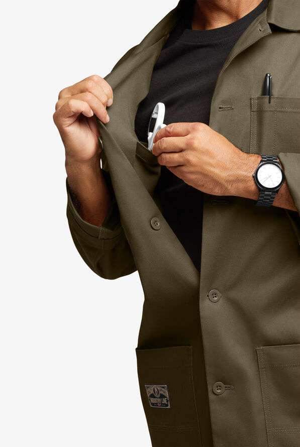 Industry Line Workwear Men's 8-Pocket 3/4-Length Long Sleeve Chef Coat - Olive - 3