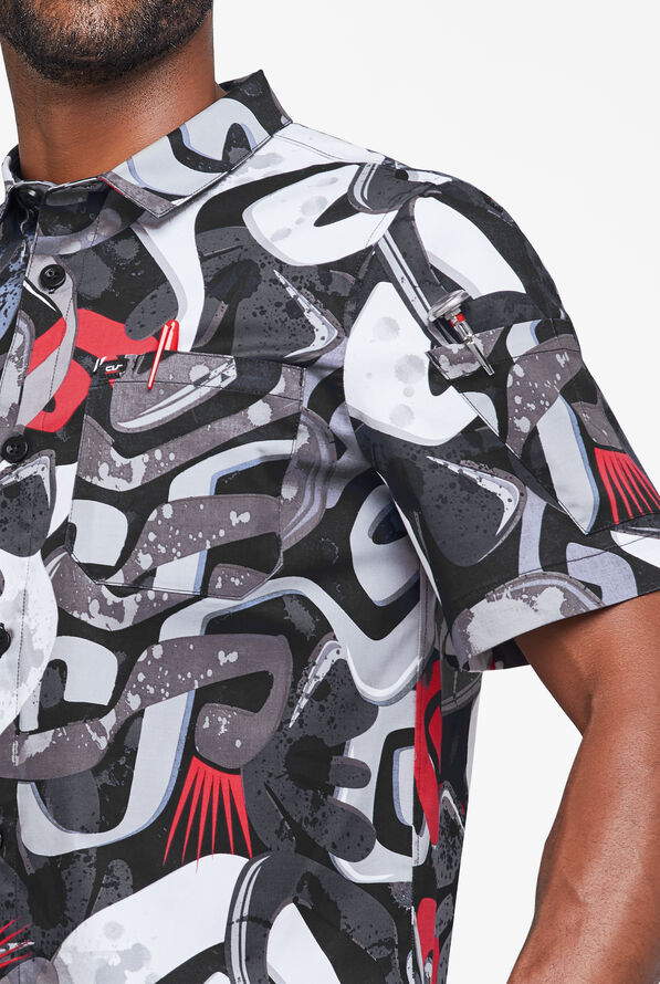 Chef 360 Men's tech mesh printed short sleeve STRETCH Shirt - null - 3