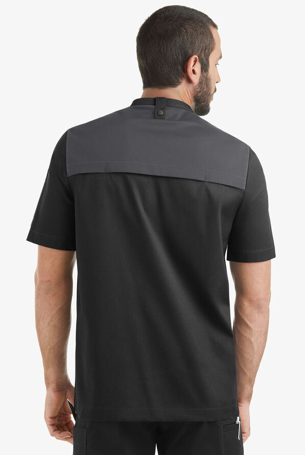 Chaqueta manga corta de gastronomía CHEF 360 STRETCH con cremallera y canesú de malla para hombre - Black/Pewter - 2