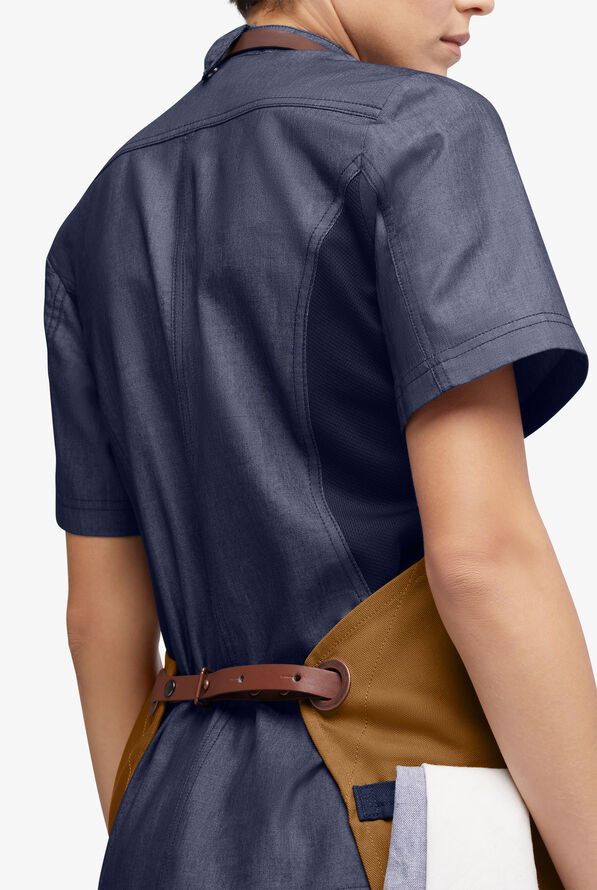 Industry Line Unisex Color Blocked Canvas Chef Apron - Rust/True Burgundy - 2