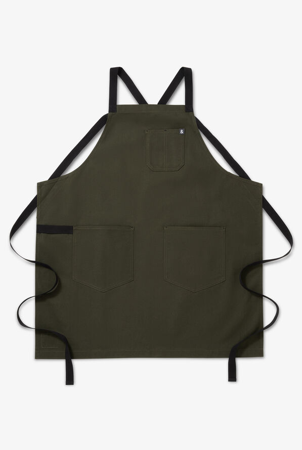 Delantal unisex de chef Hedley and Bennett con espalda cruzada - Olive Green - 1