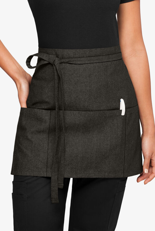 Delantal unisex de gastronomía a la cintura Industry Line Value Denim con 3 bolsillos - Coal Black Denim - 1