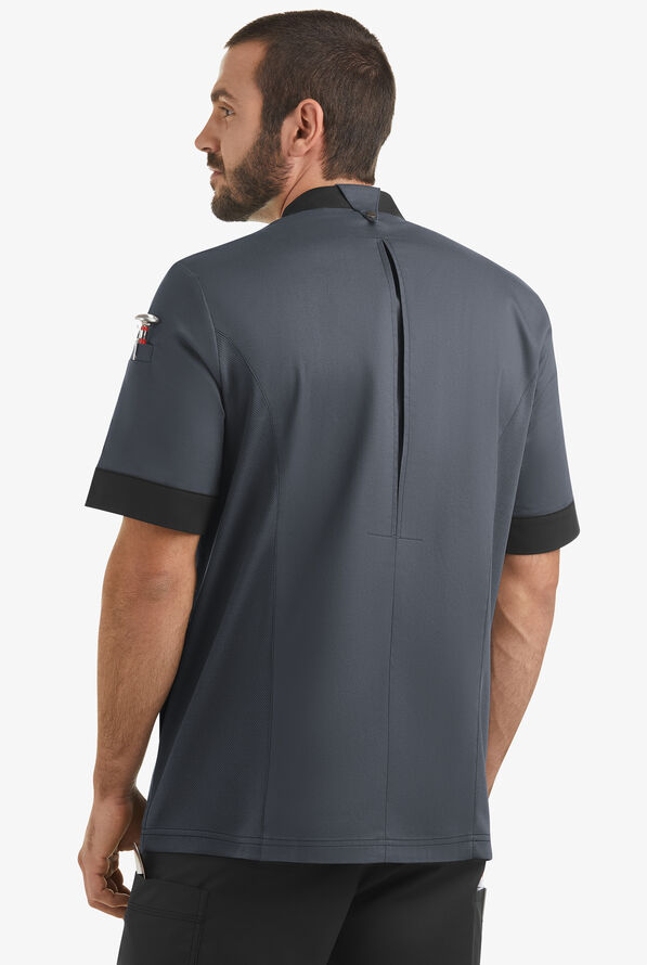 Chaqueta manga corta de gastronomía CHEF 360 STRETCH con paneles de malla y 3 bolsillos para hombre - Pewter/Black - 2