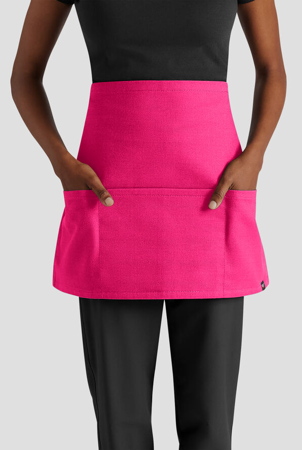 Delantal unisex de chef a la cintura Industry Line de sarga de caballería con 3 bolsillos - Reactive Pink - 1