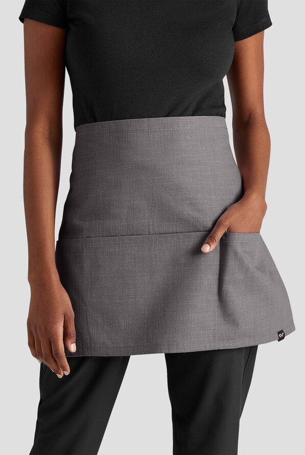 Delantal unisex de chef a la cintura Industry Line de algodón flameado con 3 bolsillos - Charcoal - 1