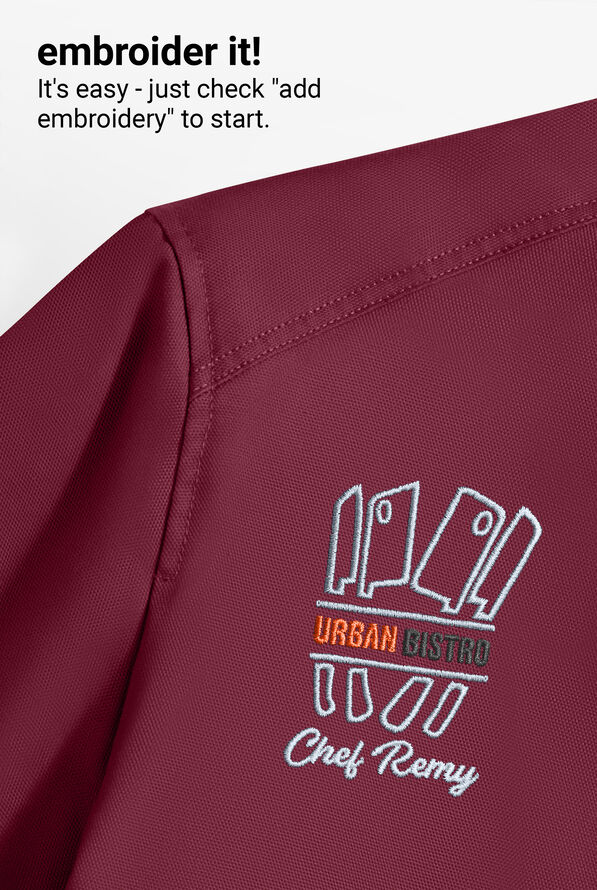 Industry Line Workwear Men's 8-Pocket 3/4-Length Long Sleeve Chef Coat - True Burgundy - 6