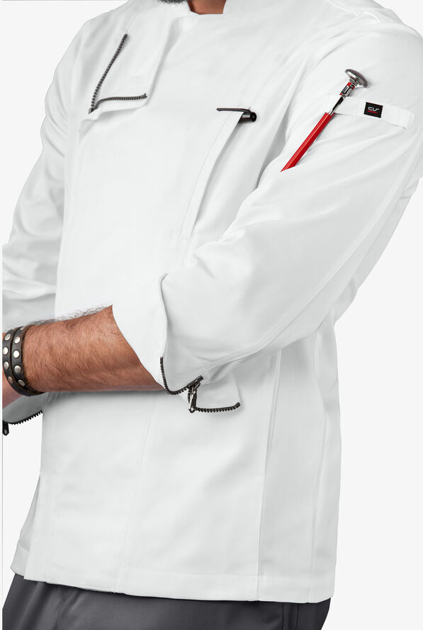 Chaqueta manga larga de gastronomía Industry Line estilo motoquero con cremallera y 3 bolsillos para hombre  - White - 3