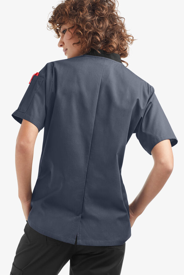Chaqueta manga corta de gastronomía con doble abotonadura y 1 bolsillo para mujer - Granite/Black - 2