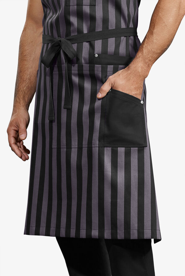 Industry Line Bold Stripes Unisex 4-Pocket Adjustable Bib Printed Chef Apron - null - 3